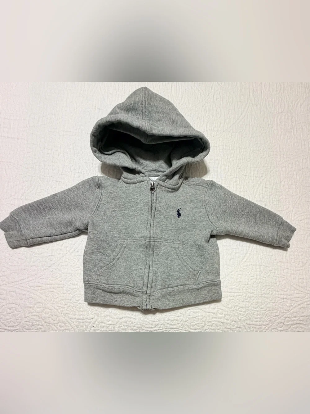 Ralph Lauren Kids Gray Hooded Zip-Up Sweatshirt with Pony Logo